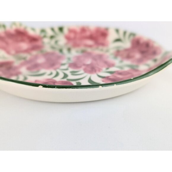 Hand-Painted Pink Floral Ceramic Dish Vintage Pink Roses 7.5" Round Ceramic Tray - Picture 10 of 10